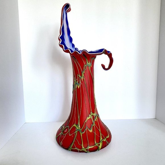 Baijab Glass Azerbaijan Russian Jack In The Pulpit Hand Blown Vase 17" Tall - Picture 4 of 12